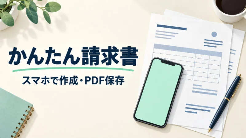 かんたん請求書でスマホから書類を作成しPDF保存するイメージ