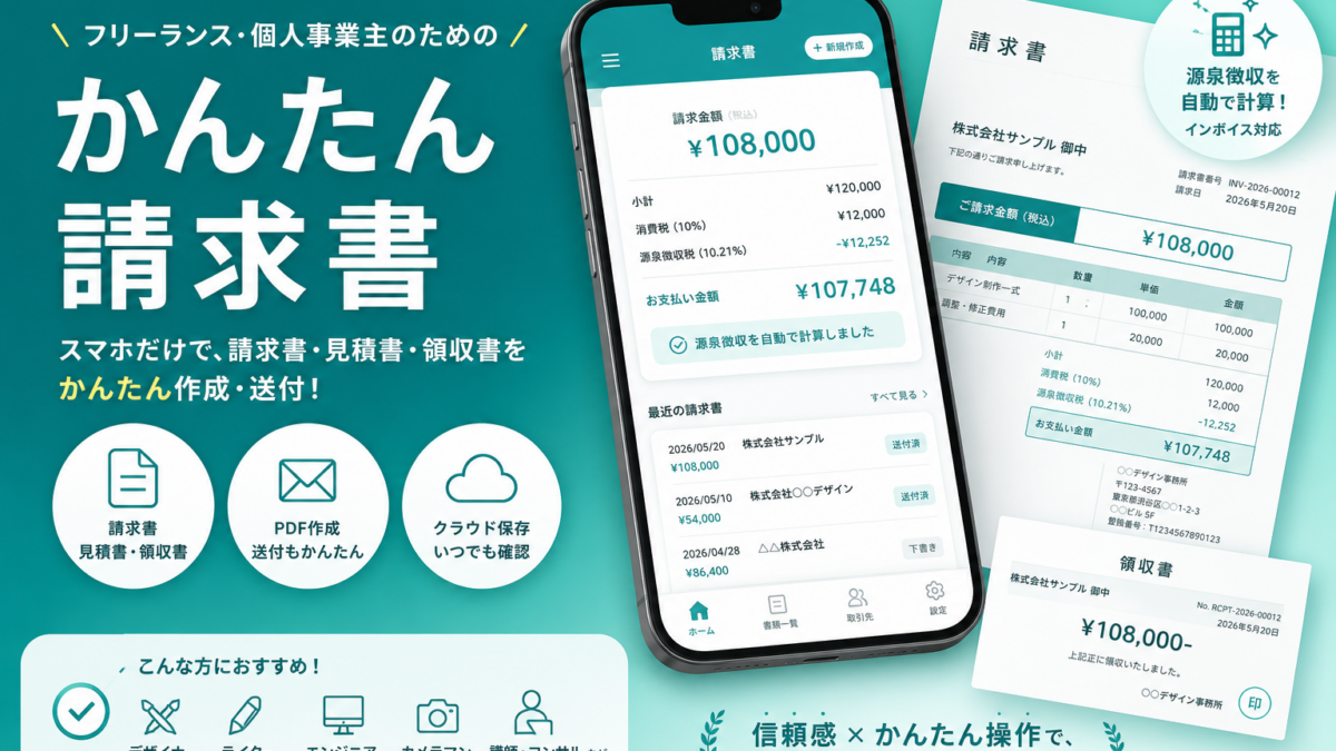 「かんたん請求書」アプリで簡単請求書作成